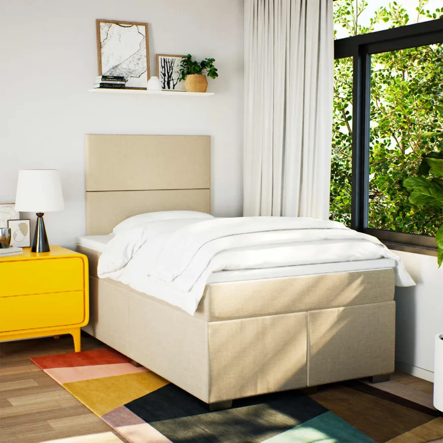 Sommier à lattes de lit avec matelas Crème 120x200 cm Tissu - 3