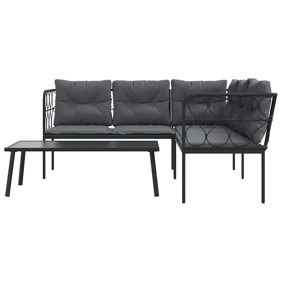 Ensemble de canapés de jardin et coussins noir acier textilène - 5