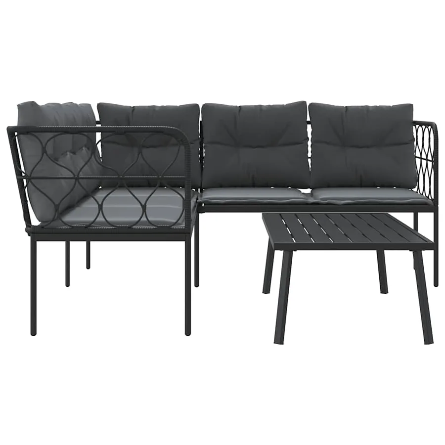 Ensemble de canapés de jardin et coussins noir acier textilène - 6