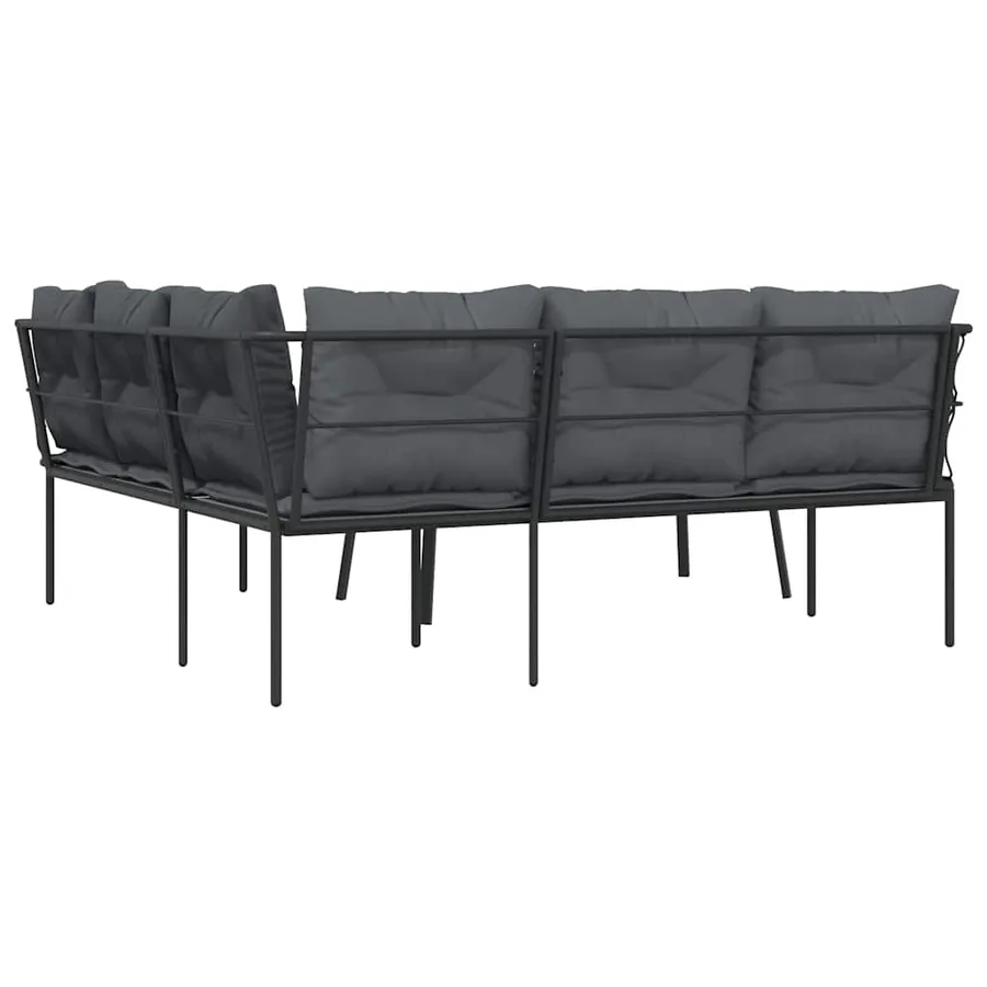 Ensemble de canapés de jardin et coussins noir acier textilène - 7