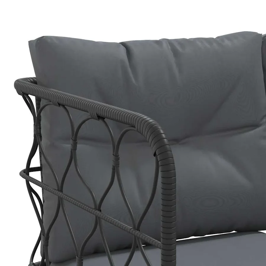 Ensemble de canapés de jardin et coussins noir acier textilène - 8