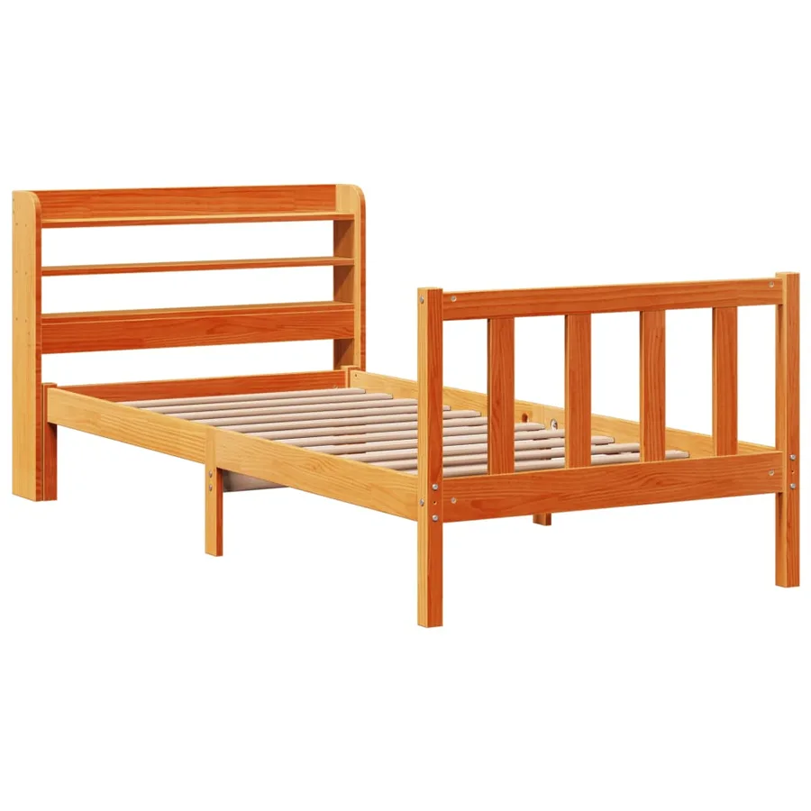 Cadre de lit et tête de lit sans matelas cire marron 100x200 cm - 3