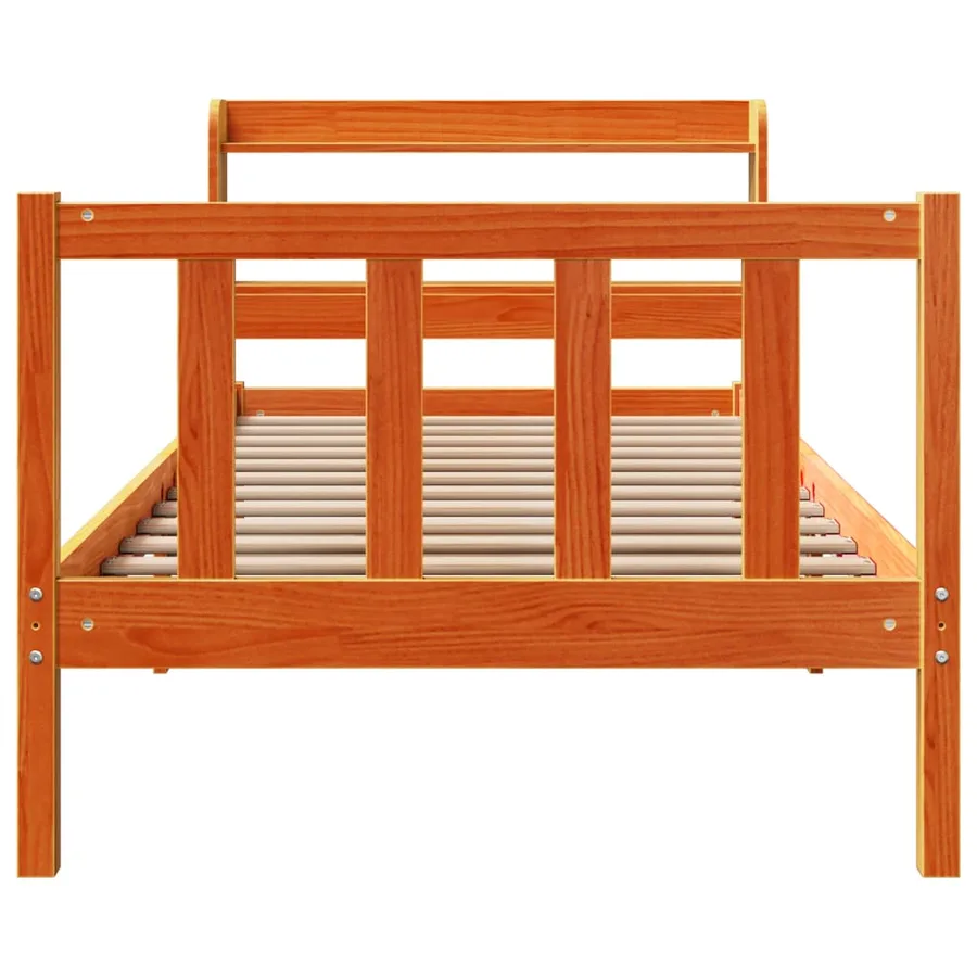 Cadre de lit et tête de lit sans matelas cire marron 100x200 cm - 4