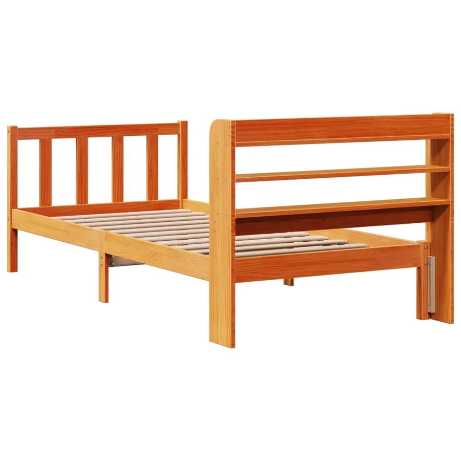 Cadre de lit et tête de lit sans matelas cire marron 100x200 cm - 8