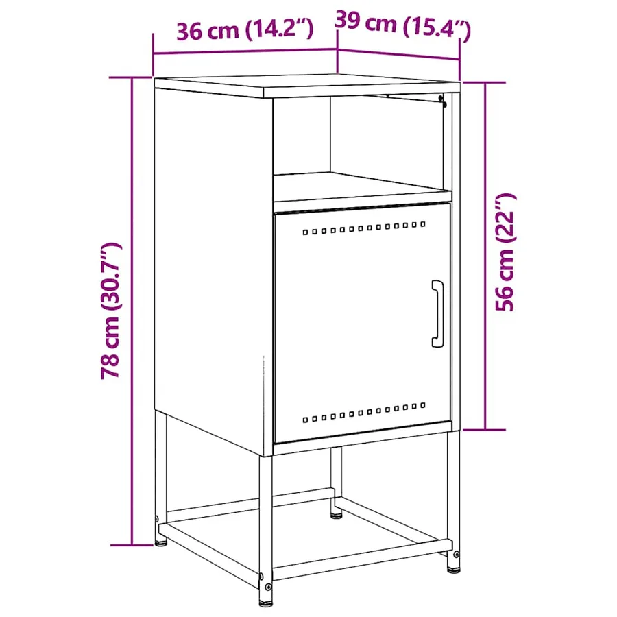 Tables de chevet 2 pcs jaune moutarde 36x39x78 cm acier - 13