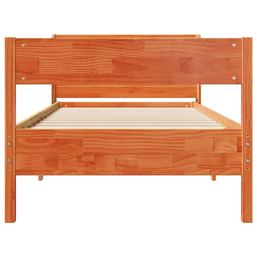 Cadre de lit sans matelas cire marron 100x200cm bois pin massif - 4