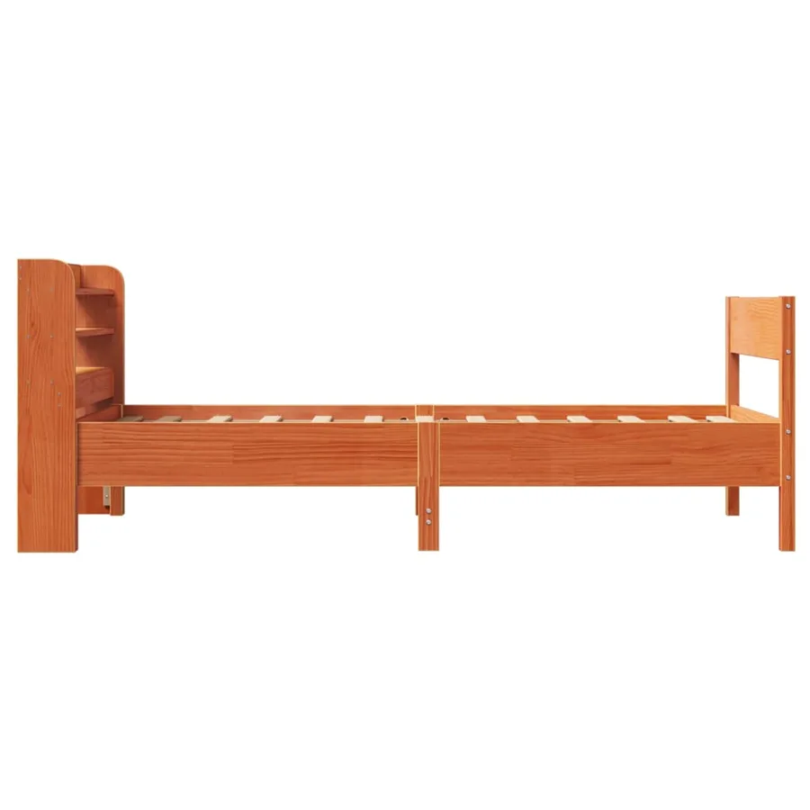 Cadre de lit sans matelas cire marron 100x200cm bois pin massif - 5