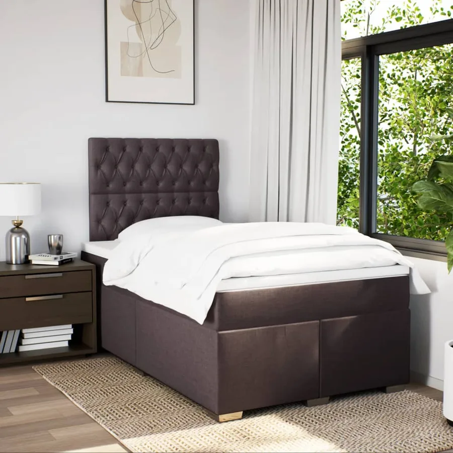 Sommier à lattes de lit avec matelas Marron foncé 120x200 cm - 4