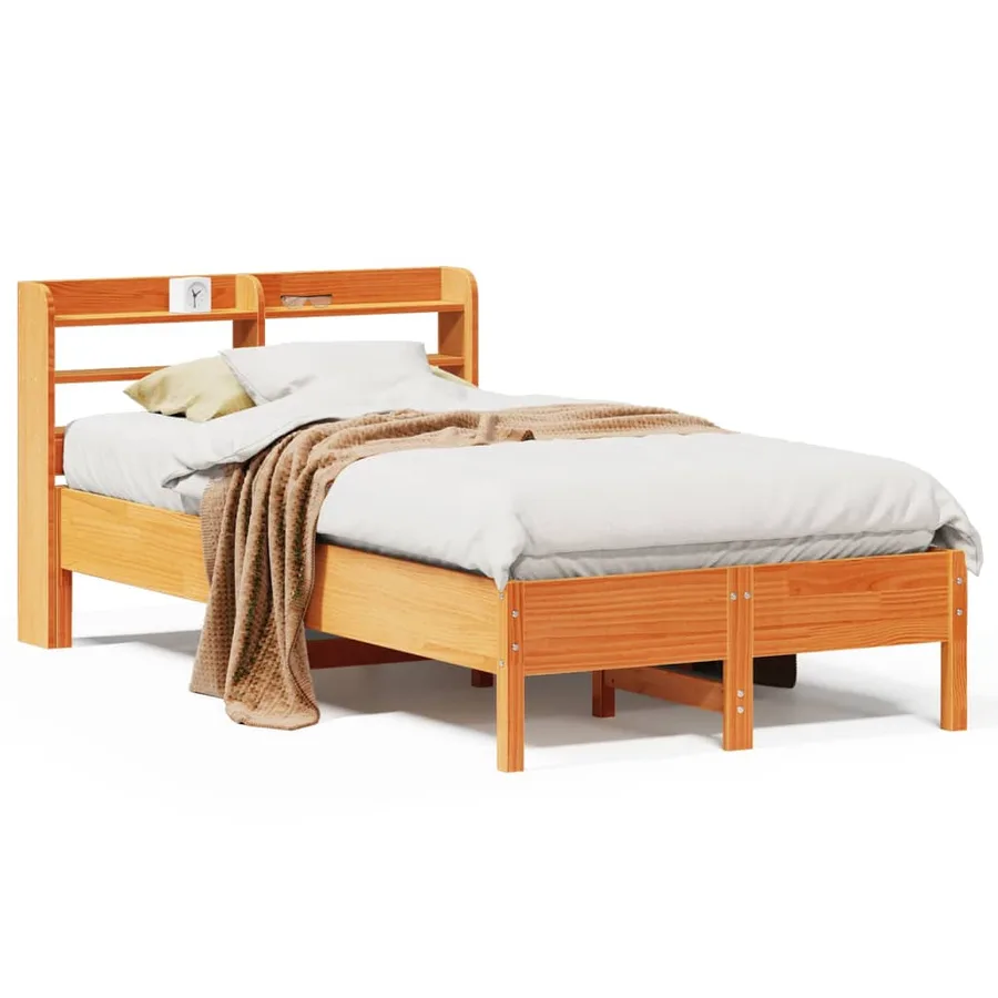 Cadre de lit sans matelas cire marron 75x190 cm bois pin massif - 2