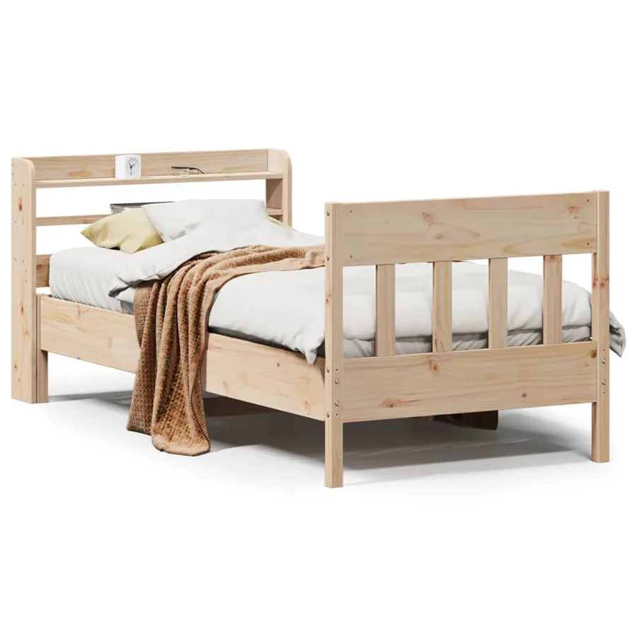 Cadre de lit sans matelas 75x190 cm bois de pin massif - 2