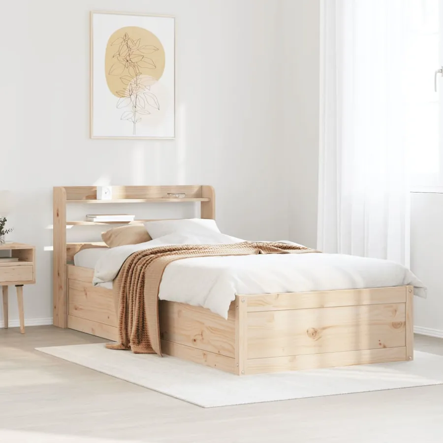 Cadre de lit avec tête de lit 90x190 cm bois de pin massif - 3