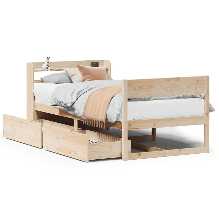 Cadre de lit sans matelas 90x200 cm bois de pin massif - 2