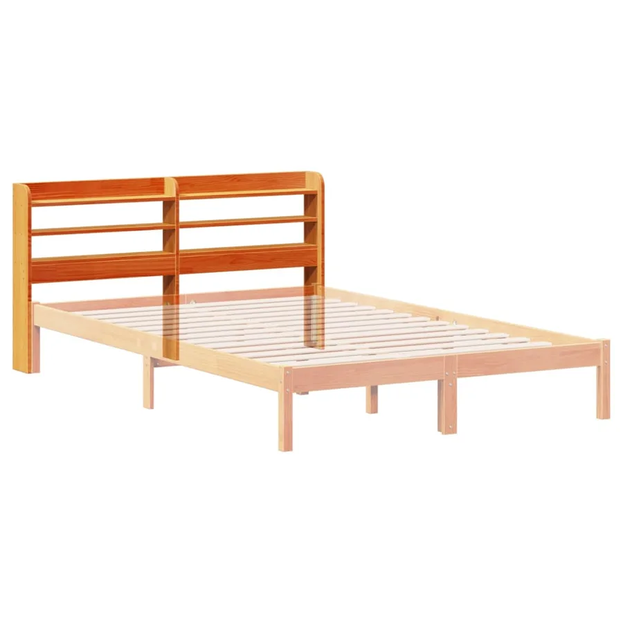 Tête de lit avec étagères marron cire 140 cm bois massif de pin - 6