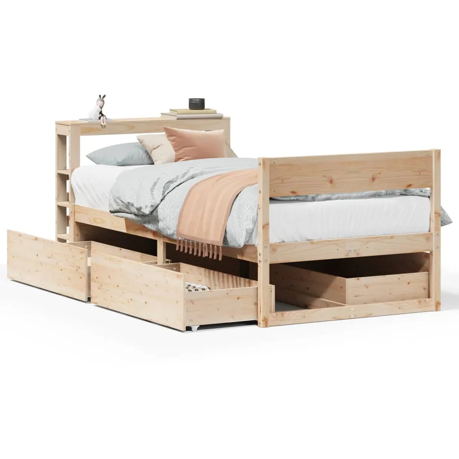Cadre de lit sans matelas 75x190 cm bois de pin massif - 2