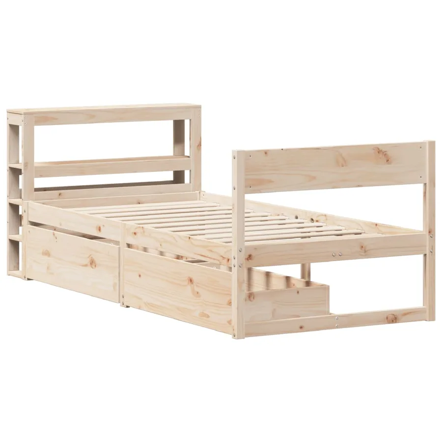 Cadre de lit sans matelas 75x190 cm bois de pin massif - 3