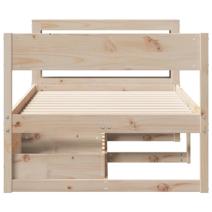 Cadre de lit sans matelas 75x190 cm bois de pin massif - 4