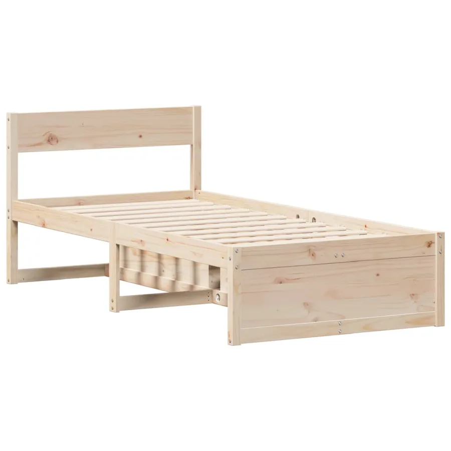 Cadre de lit sans matelas 75x190 cm bois de pin massif - 5