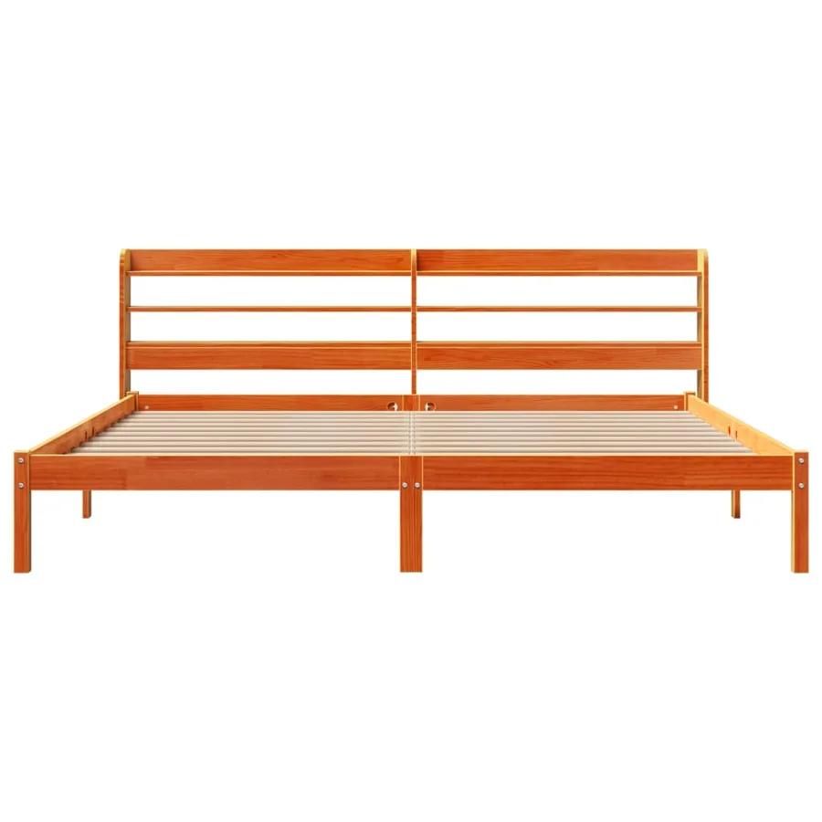 Cadre de lit et tête de lit sans matelas cire marron 200x200 cm - 4