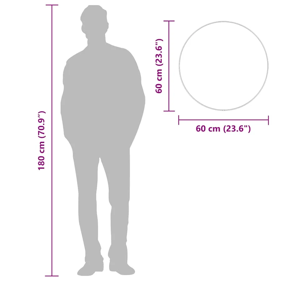 Miroir mural Doré Ø 60 cm Rond - 7