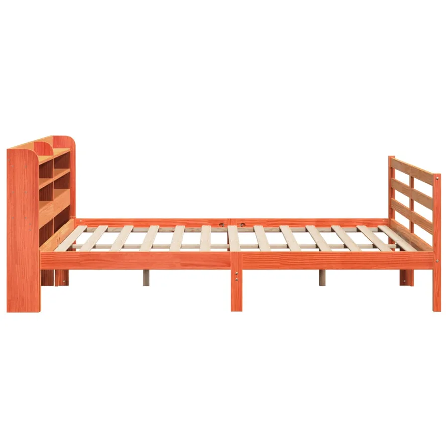 Cadre de lit sans matelas cire marron 200x200cm bois pin massif - 5