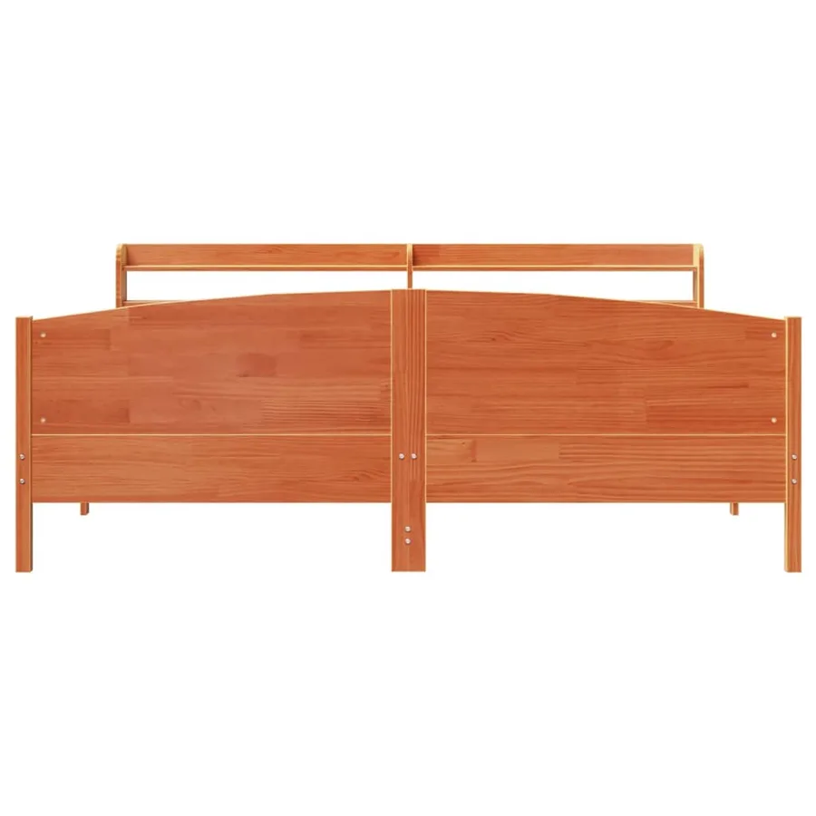 Cadre de lit sans matelas cire marron 200x200cm bois pin massif - 4