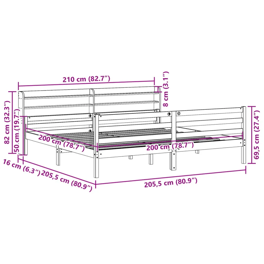 Cadre de lit avec tête de lit sans matelas 200x200 cm - 11