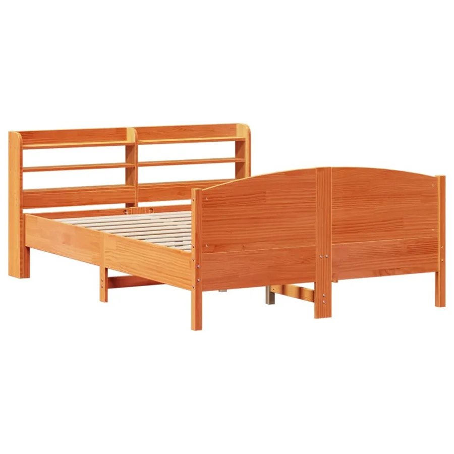 Cadre de lit sans matelas cire marron 140x200cm bois pin massif - 3