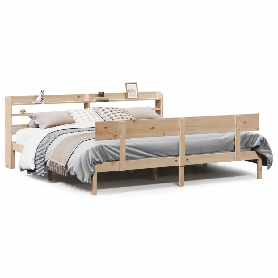 Cadre de lit sans matelas 200x200 cm bois massif de pin - 2