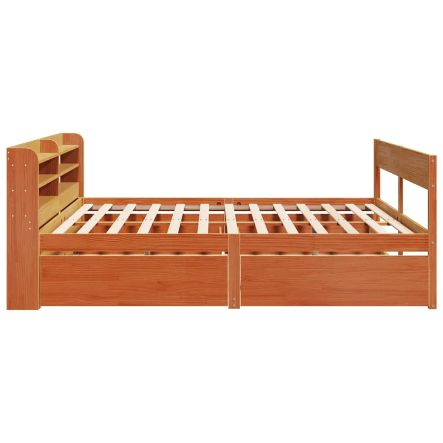 Cadre de lit sans matelas cire marron 200x200cm bois pin massif - 7