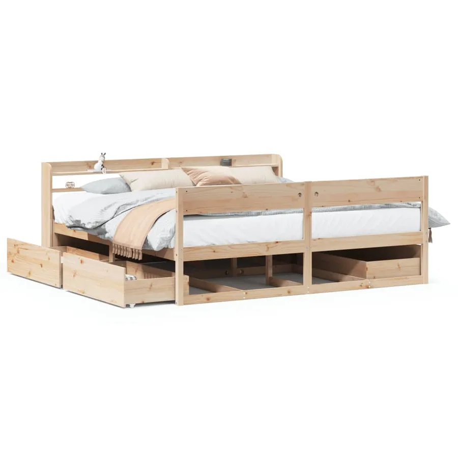Cadre de lit sans matelas 200x200 cm bois massif de pin - 2