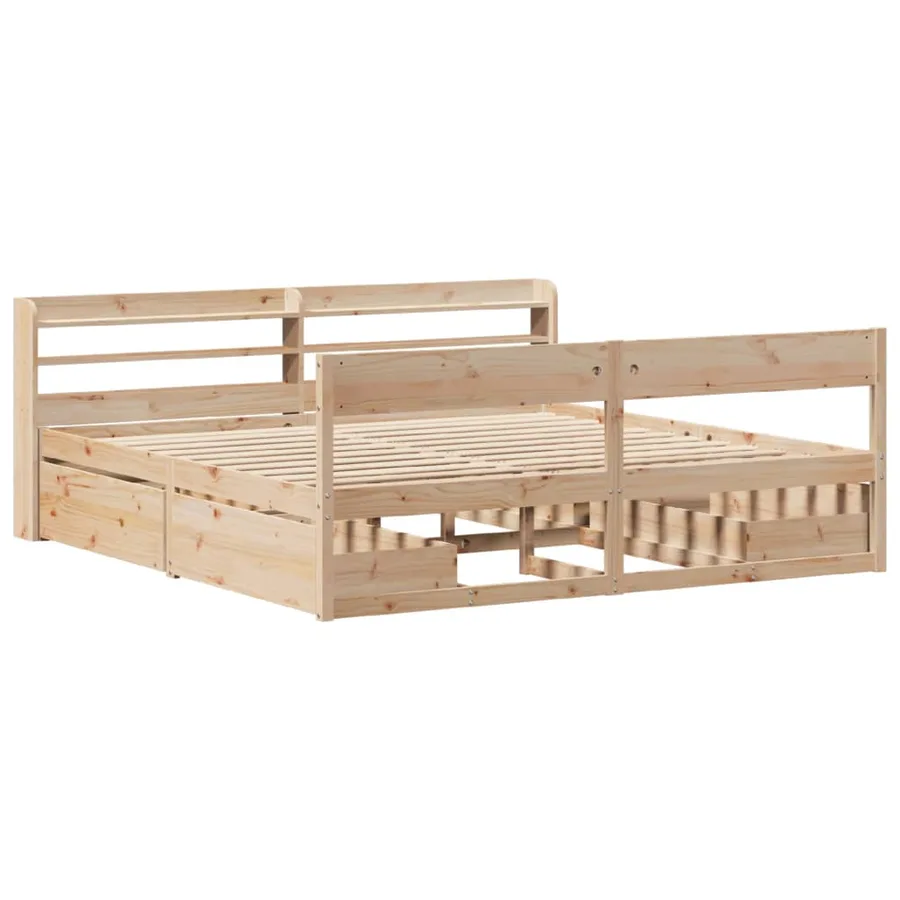 Cadre de lit sans matelas 200x200 cm bois massif de pin - 3