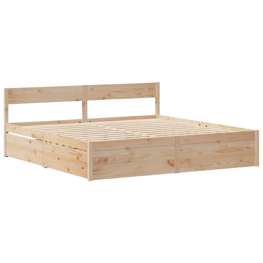 Cadre de lit sans matelas 200x200 cm bois massif de pin - 5