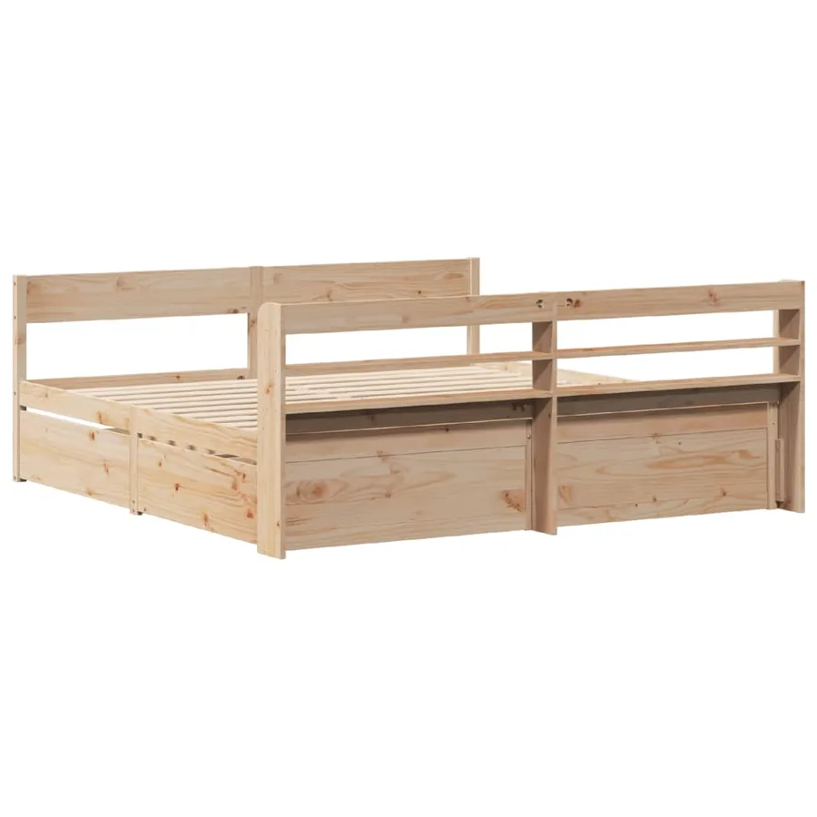 Cadre de lit sans matelas 200x200 cm bois massif de pin - 8