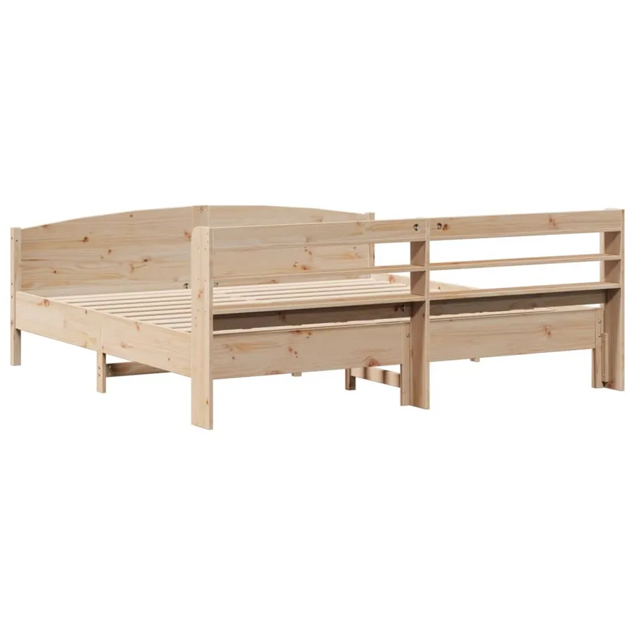 Cadre de lit sans matelas 200x200 cm bois massif de pin - 6