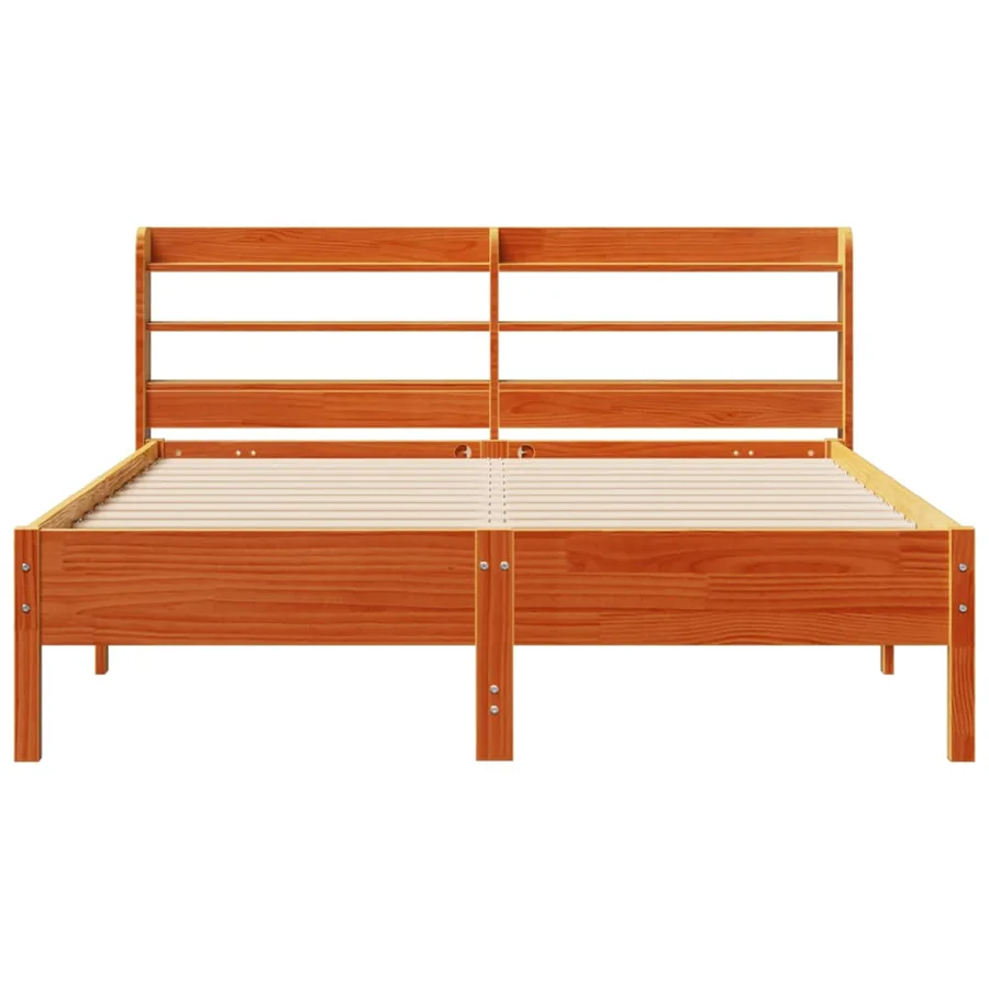 Cadre de lit sans matelas cire marron 140x190cm bois pin massif - 4