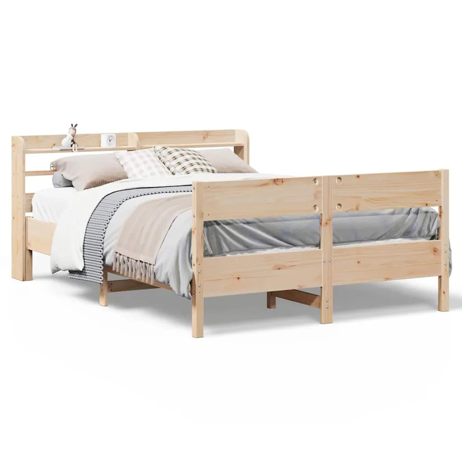 Cadre de lit sans matelas 135x190 cm bois de pin massif - 2