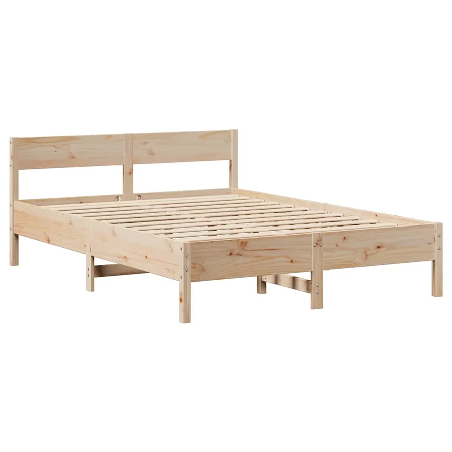 Cadre de lit sans matelas 135x190 cm bois de pin massif - 7