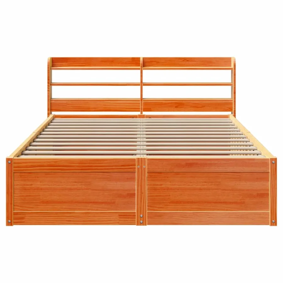 Cadre de lit avec tête de lit cire marron 140x190cm bois de pin - 4