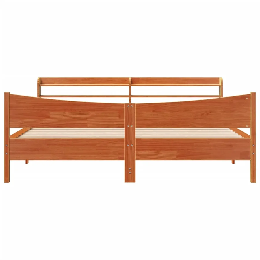 Cadre de lit et tête de lit cire marron 200x200 cm bois de pin - 4