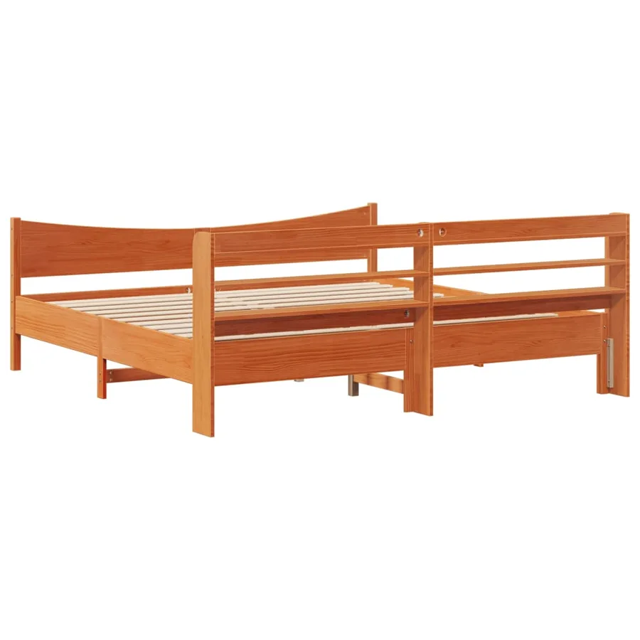 Cadre de lit et tête de lit cire marron 200x200 cm bois de pin - 8
