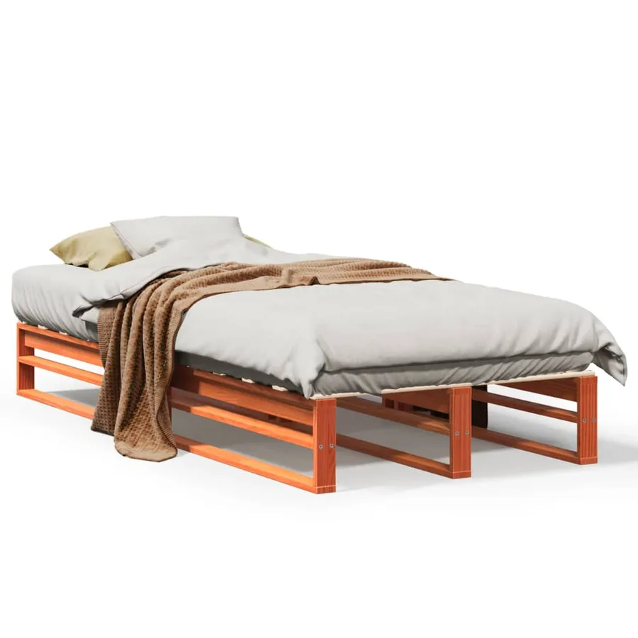 Cadre de lit sans matelas cire marron 90x190 cm bois pin massif - 2