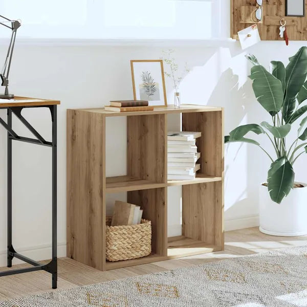 Bibliothèque chêne artisanal 68,5x32x68,5 cm bois d'ingénierie
