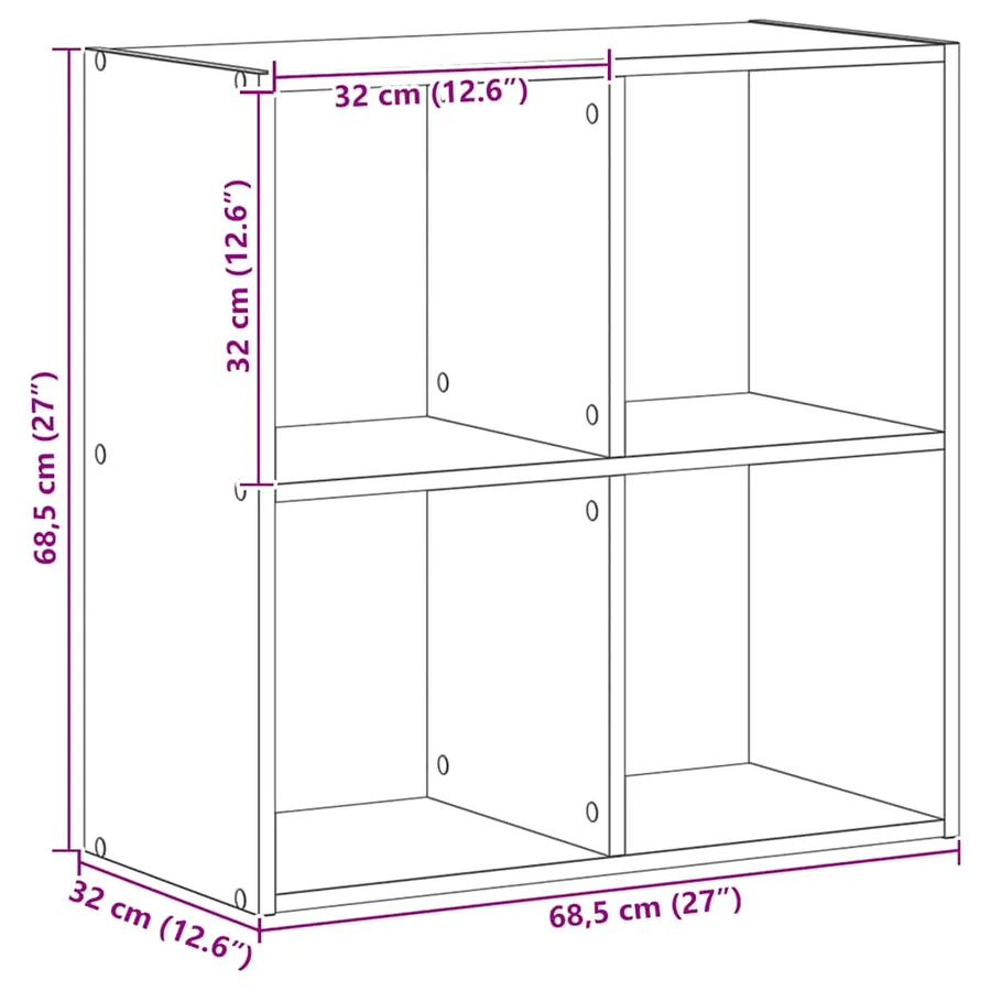Bibliothèque chêne artisanal 68,5x32x68,5 cm bois d'ingénierie - 9