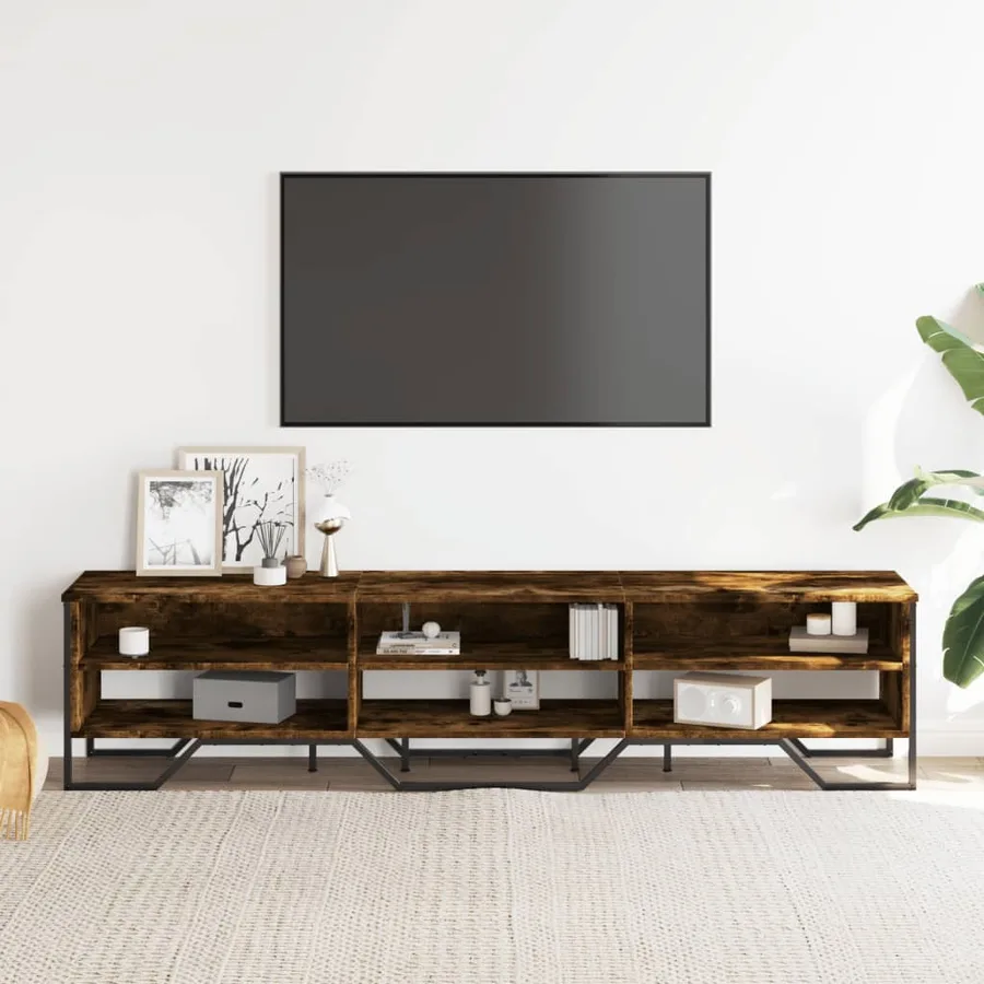 Meuble TV chêne fumé 180x34x41 cm bois d'ingénierie - 3