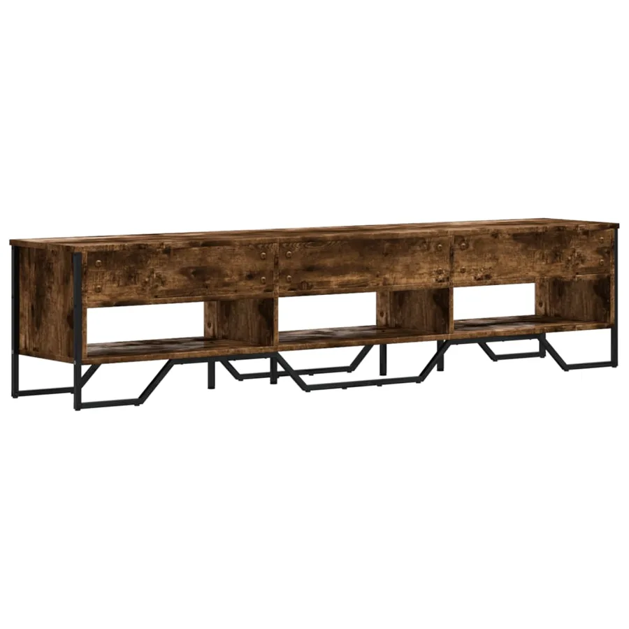 Meuble TV chêne fumé 180x34x41 cm bois d'ingénierie - 6