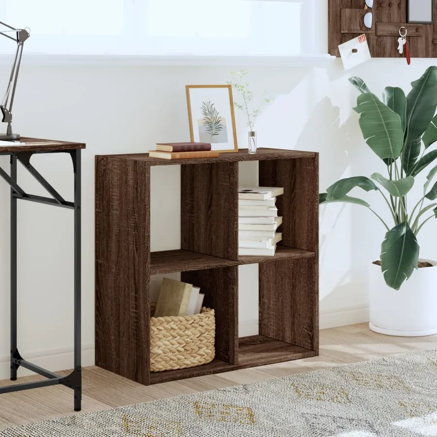 Bibliothèque chêne marron 68,5x32x68,5 cm bois d'ingénierie - 3
