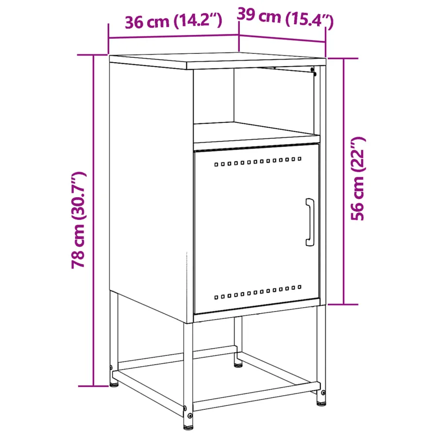 Tables de chevet 2 pcs anthracite 36x39x78 cm acier - 13