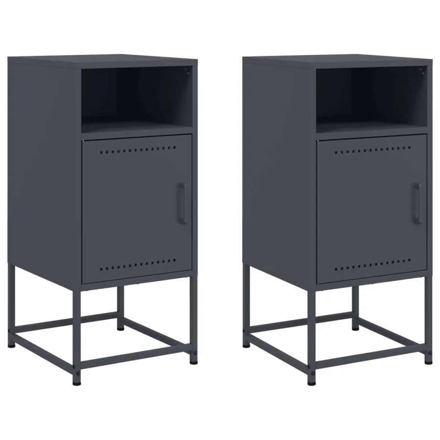 Tables de chevet 2 pcs anthracite 36x39x78 cm acier - 2