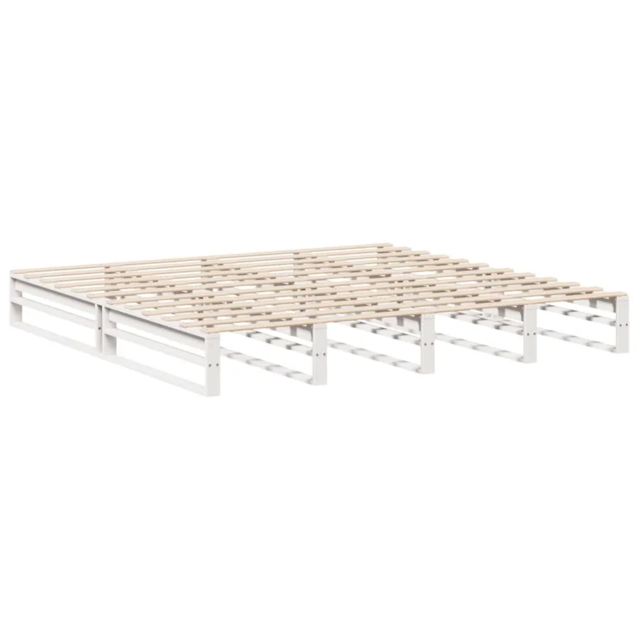 Cadre de lit sans matelas blanc 180x200 cm bois massif de pin - 2