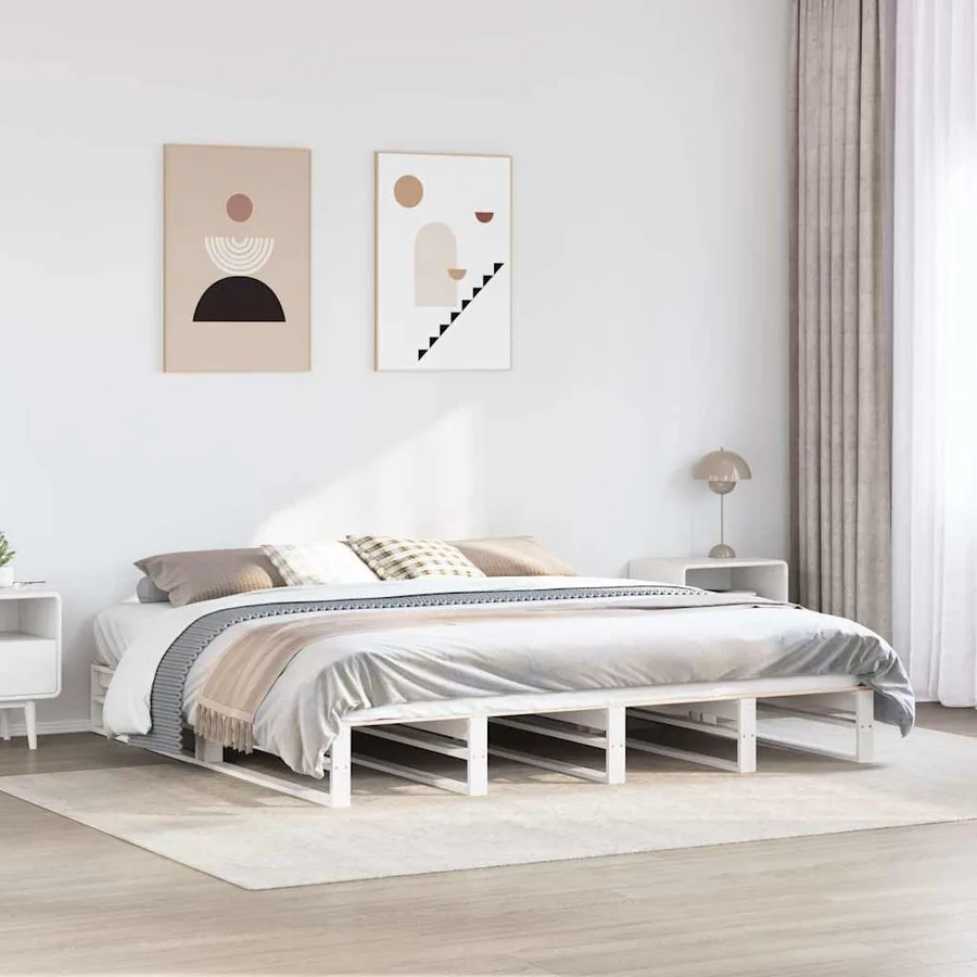Cadre de lit sans matelas blanc 180x200 cm bois massif de pin - 3
